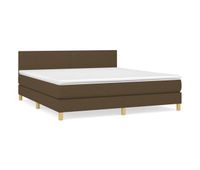 cama box spring con colchon tela marron oscuro 160x200 cm diseno plano