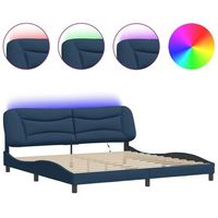 estructura de cama con led sin colchon hvar tela azul 200x200 cm vidaxl
