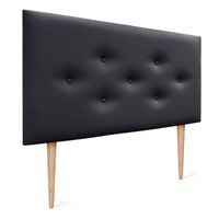 dhome cabecero de polipiel con 3 hileras intercaladas de botones y patas cabezal tapizado cama lujo negro 105cm