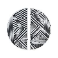 decoracion de pared de vidrio blanco negro 76 x 76 cm semicirculos mandau