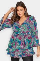 yours london top cruzado multicolor de estampado animal mujer curvy y tallas grandes yours london