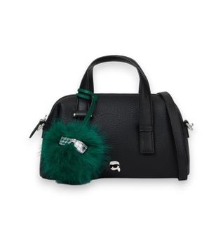 Karl Lagerfeld para mujer. B4W30082 Bolso satchel pequeño con colgante Ikon Pebble negro (OSFA), Casual, Poliéster