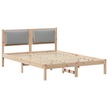 Cama Matrimonial | Cama Para Adulto | Estructura De Cama Con Cabecera Gris Claro 150 X 200 Cm