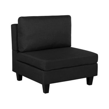 Módulo De 1 Asiento Sillón Tapizado De Tela Negra Acolchado Sala De Estar Moderno Fevik