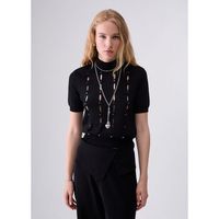 liu jo jersey jersey de cuello alto con cut-outs y abalorios para mujer