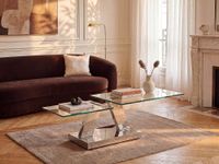 mesa de centro cristal transparente plateado