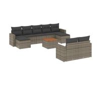 vidaxl set de sofas de jardin 10 pzas con cojines ratan sintetico gris