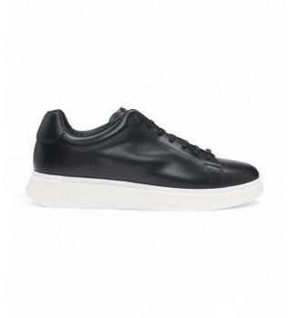 BOSS para hombre. 50497887 Zapatillas de Piel Bulton negro (46), Plano, Cordones, Casual