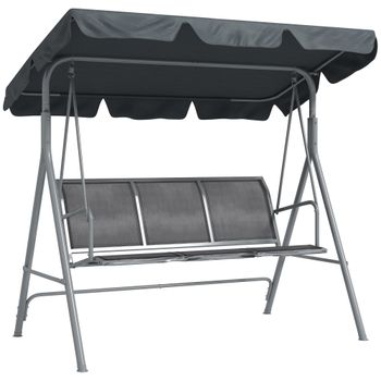 Outsunny Balancín de Jardín 3 Plazas Gran Confort Techo impermeable Inclinación ajustable Asiento y Respaldo Ergonómico Acero textileno   Aosom España