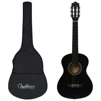 Guitarra Clásica Principiante Y Niño Con Funda Negro 1/2 34