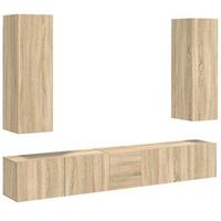 set muebles de salon tv 5 pzas madera ingenieria roble sonoma vidaxl