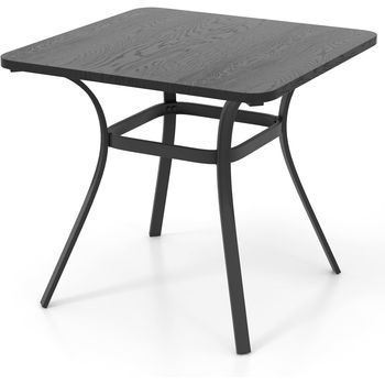 Mesa Cuadrada De Comedor Para 4 Estructura De Metal 4 Patas Curvas Costway 80 X 80 X 73 Cm