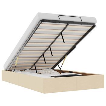 Estructura De Cama Otomana Sin Colchón Tela Crema 120x190 Cm Vidaxl
