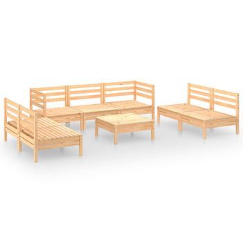 Juego De Muebles De Jardín 8 Uds | Conjunto De Comedor | Conjunto De Descanso Madera Maciza De Pino Cfw9027929
