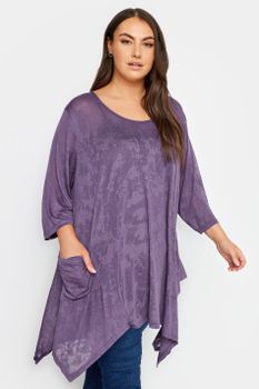 Yours Top Morado Asimétrico Con Bolsillos Laterales, Mujer Curvy Y Tallas Grandes, Yours