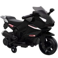 aiyaplay moto electrica para ninos moto a bateria 6 v con efectos luminosos y sonoros ruedas de entrenamiento 75x36x49 cm negro   aosom espana