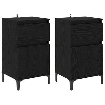 Armario De Noche 2 Uds. Roble Negro 40 X 35 X 70 Cm Vidaxl