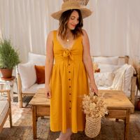 celeste vestido largo camomille para mujer