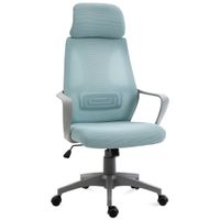 vinsetto silla de escritorio ajustable silla de oficina ergonomicacon reposabrazos reposacabezas y funcion basculante 64x55x116-126 cm azul