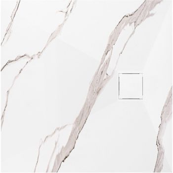 Plato De Ducha Rea Magnum Carrara White 90x90