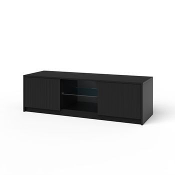 Mueble De Tv Budapest Negro En Melamina Y Mdf Acanalado