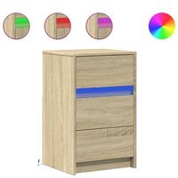 mesita de noche con luces led madera de ingenieria roble sonoma vidaxl