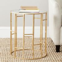 mesa auxiliar en hierrocristal dorado