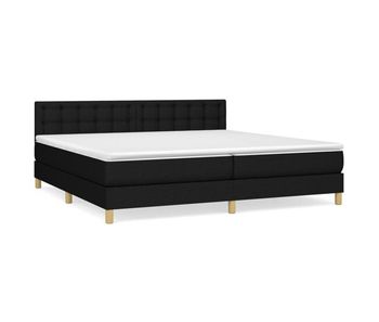 Cama box spring con colchón tela negro 200x200 cm botones