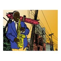 papel pintado 3d - saxophonist in new york 250x193 cm