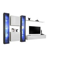 conjunto de muebles de salon mural switch xvi diseno en colores blanco y gris brillante