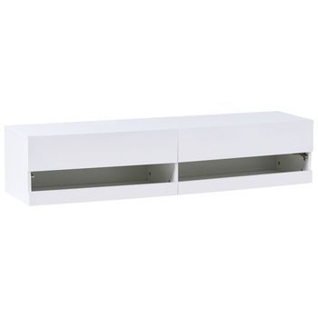 Mueble Tv Moderno Con Puertas Gestión De Cables Con Led Mdf Blanco Edmonton