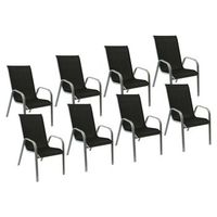 pack de 8 sillas marbella en textileno negro aluminio gris