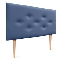 dhome cabecero de polipiel con 3 hileras intercaladas de botones y patas cabezal tapizado cama lujo azul 90cm