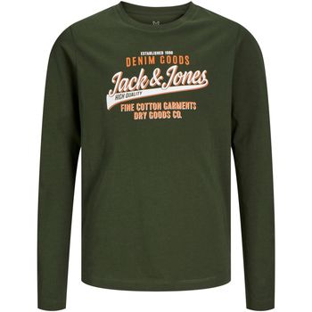Jack & Jones Camiseta manga larga 12258882 JJELOGO TEE LS O-NECK 2 COL SN MNI KOMBU GREEN para niño