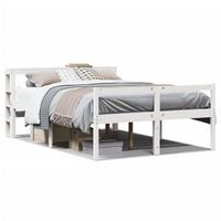cama personas mayores y cabecero madera pino blanco 150x200 cm vidaxl