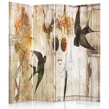 Biombo Parisian Boho - Separador De Ambientes  Cm. 145x180 (4 Paneles)