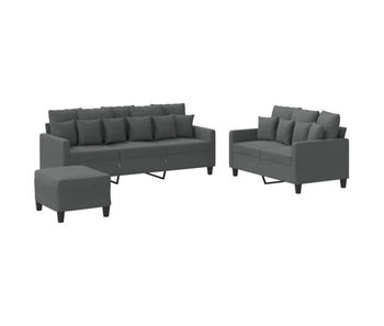 Vidaxl juego de sofás con cojines 3 piezas tela gris oscuro