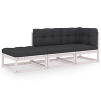 conjunto de muebles de jardin 3 uds  mesa y sillas y cojines madera pino maciza