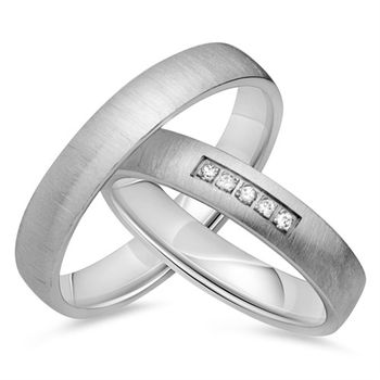 Alianzas 14 quilates oro blanco 5 diamantes