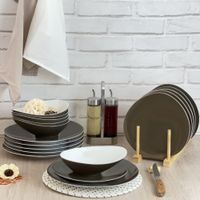 vajilla de 18 piezas porcelana marron clair