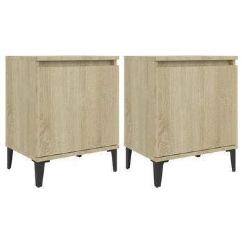 Mesitas De Noche Con Patas De Metal Roble Sonoma 40x30x50 Cm Vidaxl