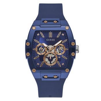 Guess Reloj Hombre Caja De Policarbonato Pulsera Silicona De Color Azul Resistente Al Agua 5 Atm Gw0203g7