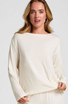 Hunkemöller Camiseta Pijama Manga Larga Jersey Blanco