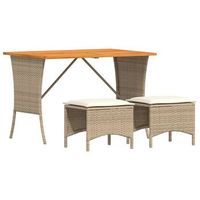 set comedor de jardin 3 pzas con cojines ratan sintetico beige cfw829279