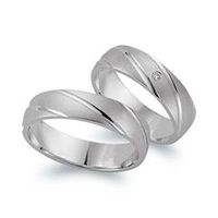 alianzas 14 quilates oro blanco con diamante