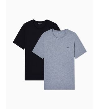 Emporio Armani para hombre. EM000391_AF18881 Set 2 Camisetas Endurance gris, negro (XXL), Homewear, Algodón, Manga corta