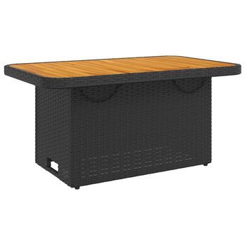Mesa De Jardín | Mesa De Exterior Madera De Acacia Y Ratán Pe Negro 90x55x71 Cm