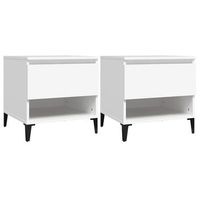 pack 2 uds mesitas de noche  mesilla de noche madera contrachapada blanco 50x46x50 cm