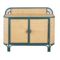 aparador con 2 puertas verde oscuro de ratan trenzado 115 cm