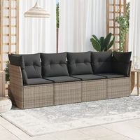 conjunto de sofas de jardin 4 uds  mueble jardin mesa y sillas y cojines ratan sintetico gris cfw295626